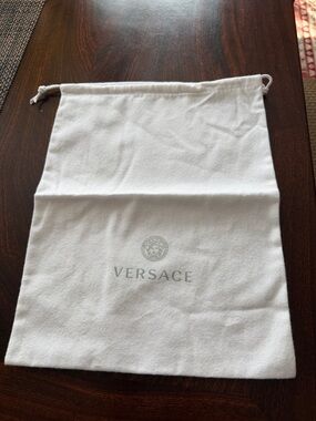 Versace White Logo Drawstring Pouch dust bag 12”x 10”